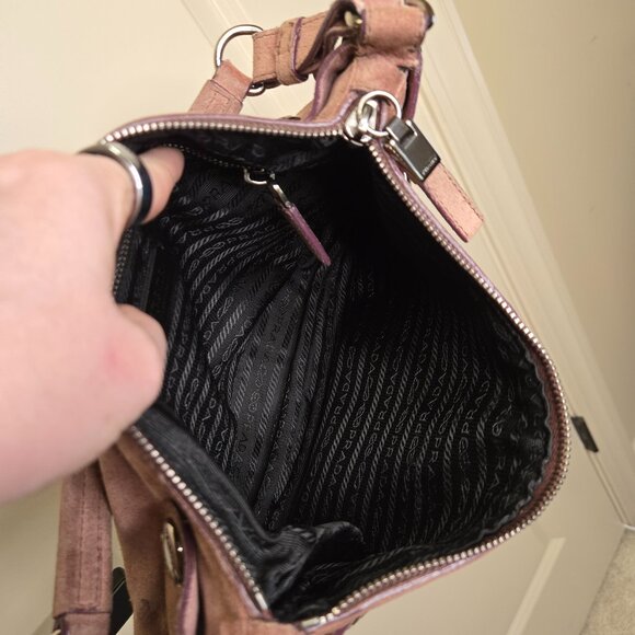 PRADA Buffalo Snaps Dusty Rose Shoulder Bag - Picture 6 of 13
